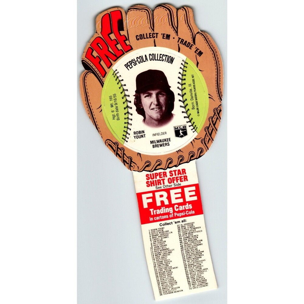 Pepsi Baseball Trading Card 1977 Robin Yount Milwaukee Brewers MLB Trade Diecut